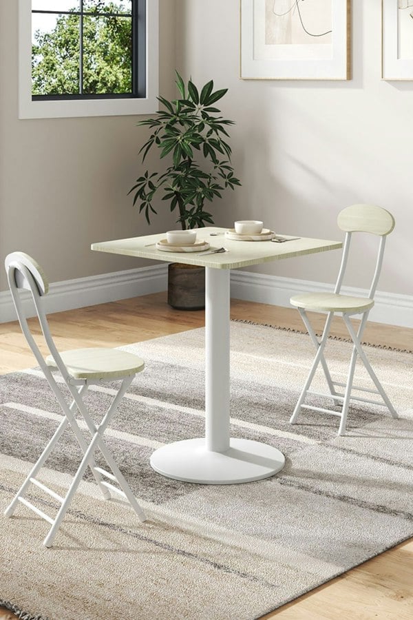 Living and Home 3pcs Square Table and 2 Chairs Set Indoor Outdoor Bistro Dining Set