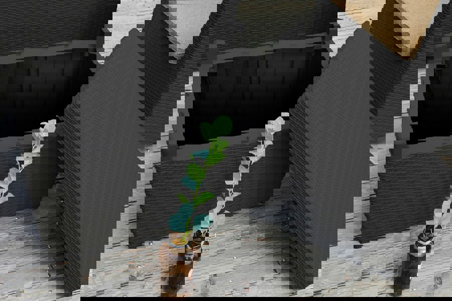 Centurion Supports SANTANA 4 Piece PE Rattan 4-Seater with Cushions Garden Furniture and Coffee Table Set in Black