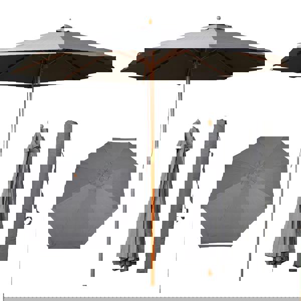 Samuel Alexander 2.7m Outdoor Wooden Garden Parasol Sun Shade with Carry Bag in Grey