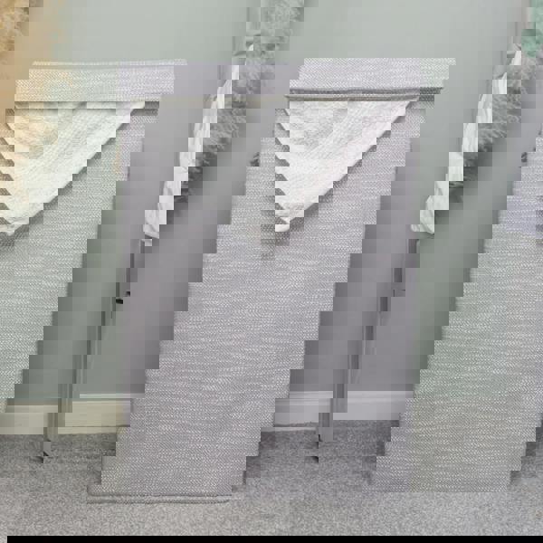 JVL Serena Foldable Fabric Laundry Hamper with Lid for Bedroom and Bathroom Use, Light Grey