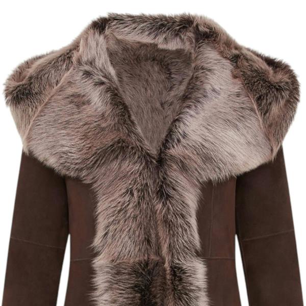 Infinity Leather Womens Suede Toscana Sheepskin Hooded Trench Coat-Fribourg