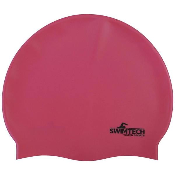 SwimTech Unisex Adult Silicone Swim Cap - Pink - 