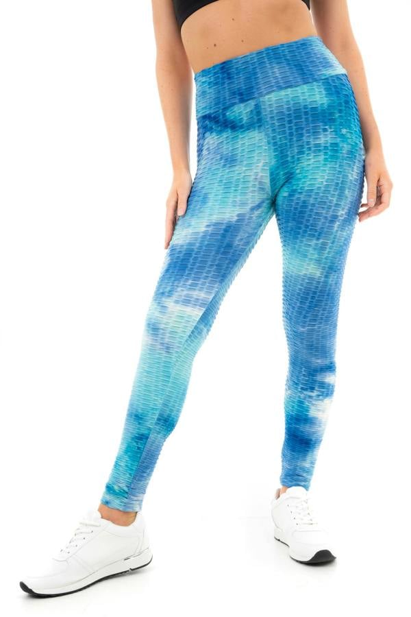 Smart Living Women's High Rise Tie Dye Honeycomb Waffle Leggings - Blue