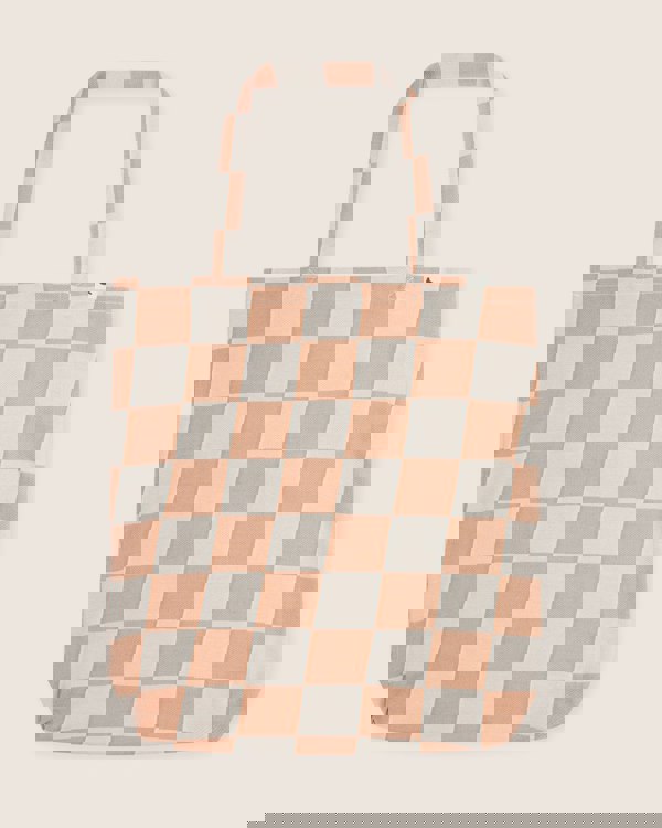 Orange Bold Check Print Tote Bag