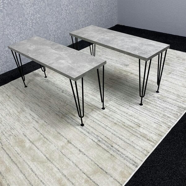 Kosy Koala Modern Grey Dining Table with 2 Benches Dining Room Furniture