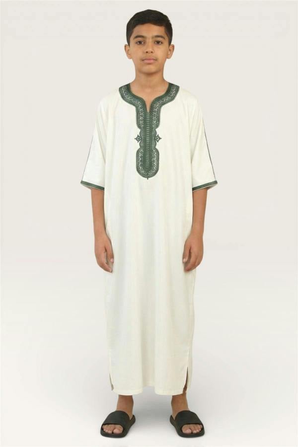 Infinity Leather Kids Boys Moroccan Thobe Robe Djellaba Gandoura Eid Jubba- K-GG008