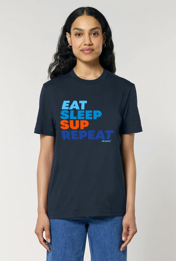 Aquaplanet Organic Cotton Eat, Sleep SUP Repeat T-Shirt - Navy