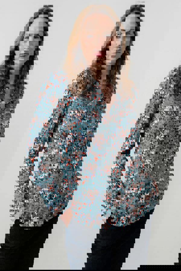 Lily & Me Patsy Geometric Print Shirt Sea Mist