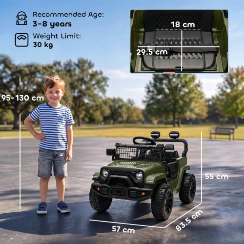 AIYAPLAY 12V Electric Car for Kids with Remote Control, Dual Motors, Dark Green