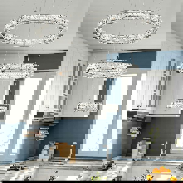 Pendant White LED Crystal Chandelier 2/3 Ring Design Ceiling Light Lighting Lamp-Non-Dimmable Pendants Living and Home 72w