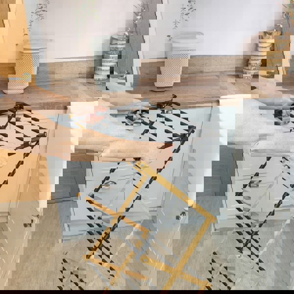 JVL Bamboo Extendable 3 Tier Concertina Clothes Airer, Brown