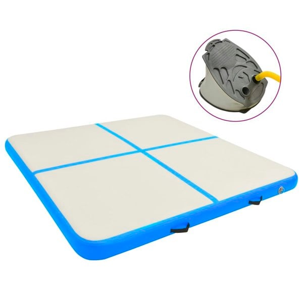 Berkfield Inflatable Gymnastics Mat with Pump 200x200x15 cm PVC Blue
