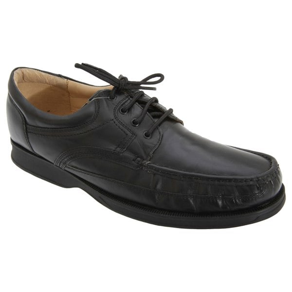 Roamers Mens Canoe Front Apron Tie Softie Leather Shoes - Black