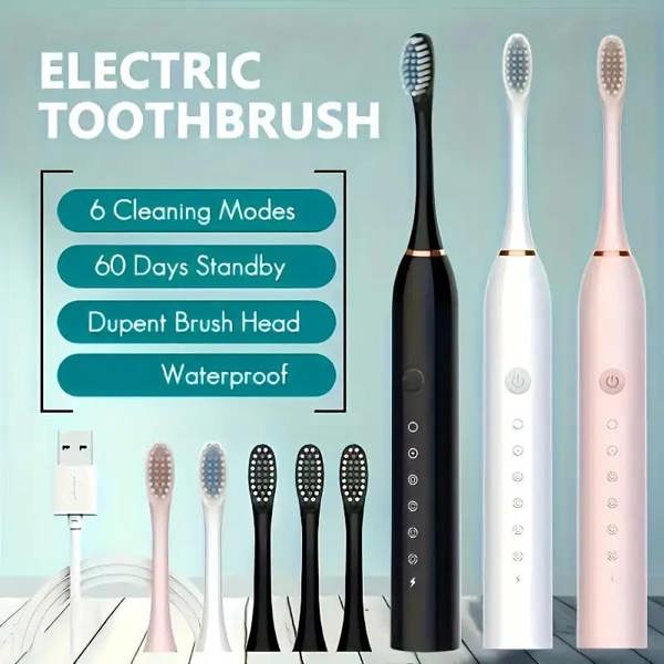Dyzi 6 Modes Electric Toothbrush Set Sensitive Teeth Care with 8 Heads