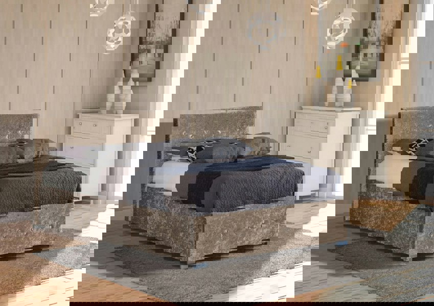 Comfy Living Nicole Crushed Velvet Ottoman Bed Frame