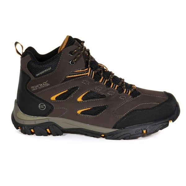 Regatta Mens Holcombe IEP Mid Hiking Boots - Peat/Inca Gold