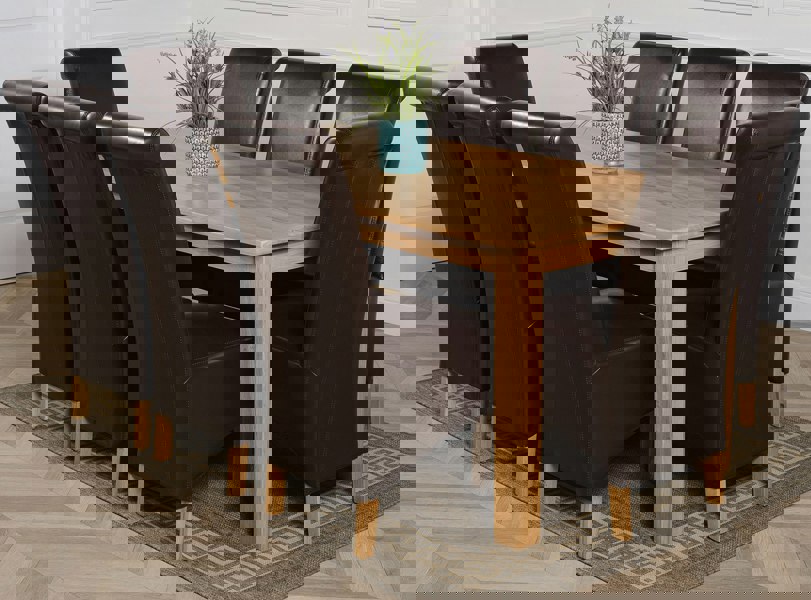 That's Furniture Oslo 180 x 90cm Large Oak Dining Set with Montana Leather Chairs