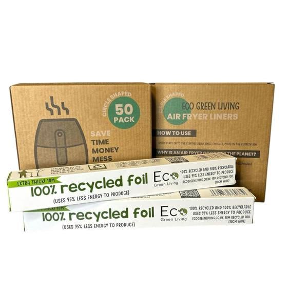 Eco Green Living Foil x 2, 10m x 30cm Air Fryer Liners 2x50 Papers, suitable for all air fryers.