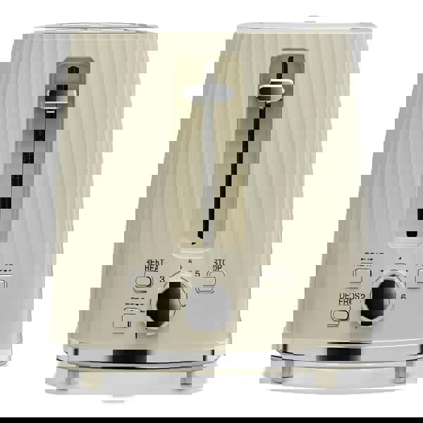 Cello Breakfast Bundle - Textured Kettle + 2 Slice Toaster - Cream