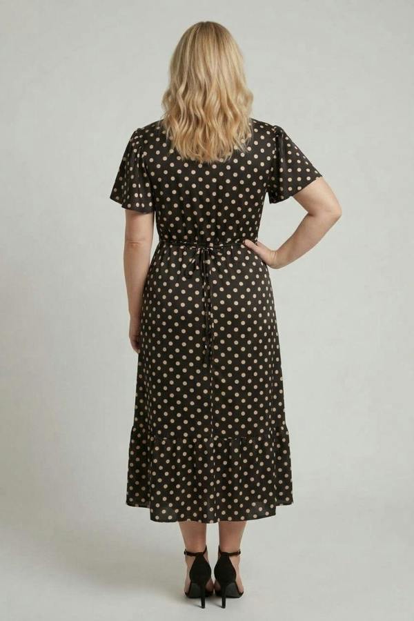 Black | Curve Polka Dot Lace Empire Midi Dress