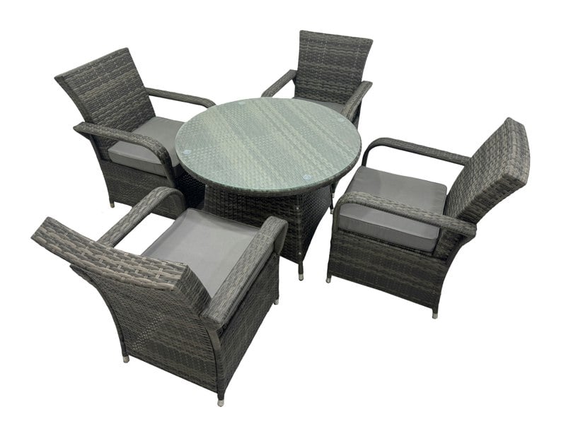 Fimous Rattan Garden Furniture Dining Set Table And Chairs Wicker Patio Outdoor 4 chairs plus medium round table
