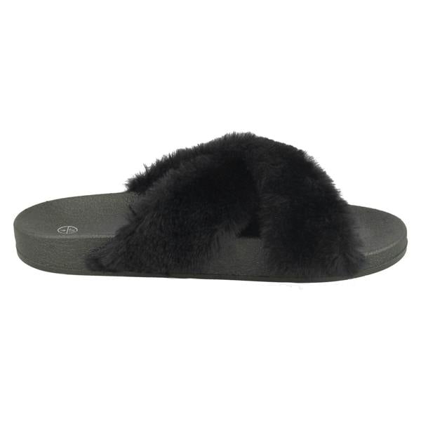 Spot On Ladies Spot On X Strap Fur Mules