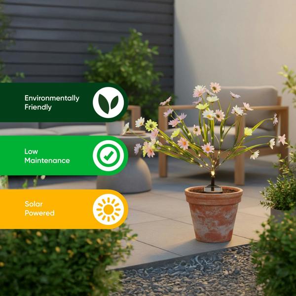 Gardenwize Solar Wild Chrysanthemum Stake Light – Warm White LED Garden Light
