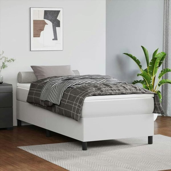 Berkfield Box Spring Bed Frame White 90x190 cm 3FT Single Faux Leather