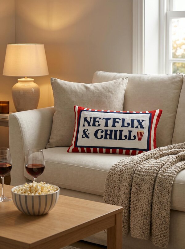 Funny Needlepoint Pillow – Netflix & Chill