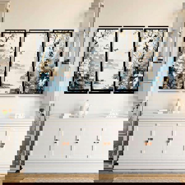 Paintings For Living Room | Set of 3 Chinoiserie Wall art Prints