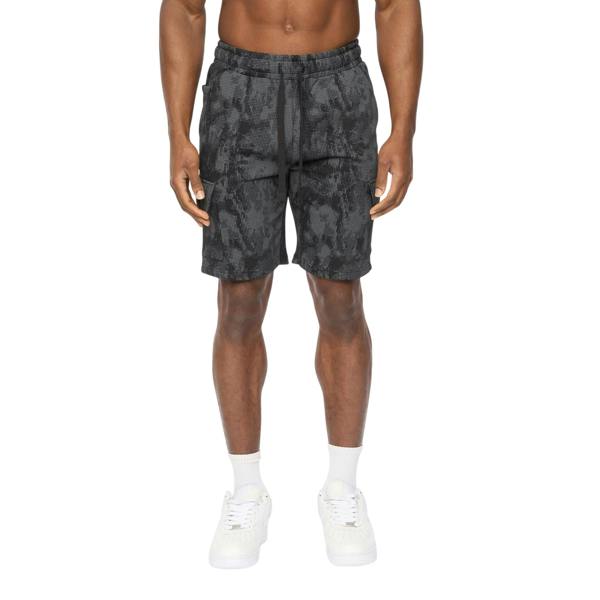 Crosshatch Mens Bardon Camo Cargo Shorts - Black Camo - 