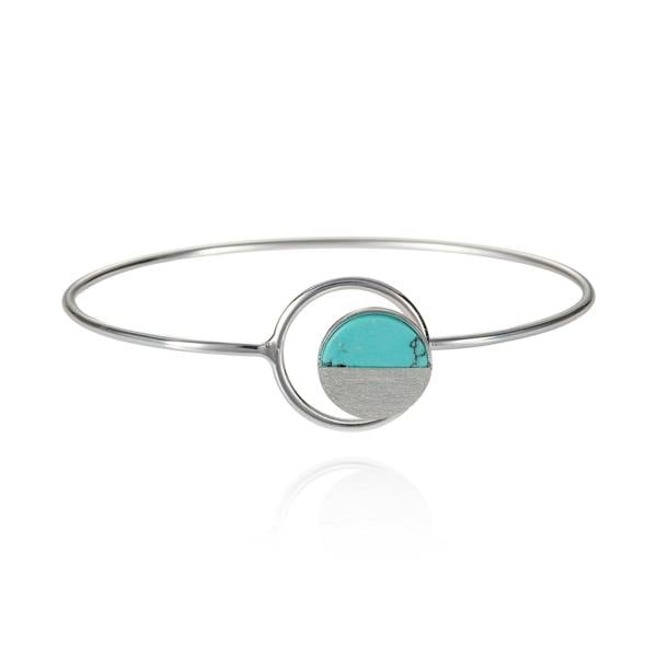 Disc Bangle Bracelet with a Blue Turquoise - namana.london