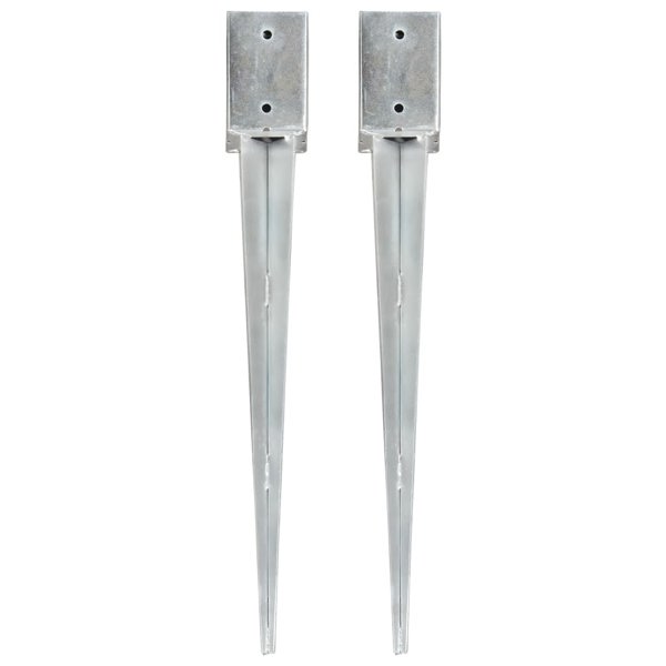 Berkfield Ground Spikes 2 pcs Silver 9x9x75 cm Galvanised Steel