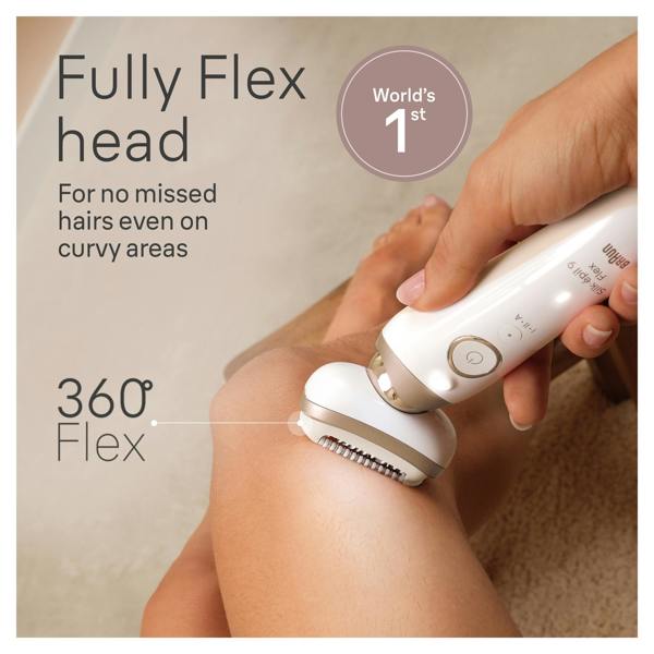Braun Silk-épil 9 Flex, Epilator For Easy Hair Removal, 9-041 3D, White/Gold