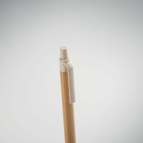 MidOcean Itea Colour Push Button Bamboo & Wheat Straw Ballpoint Pen - Beige - 
