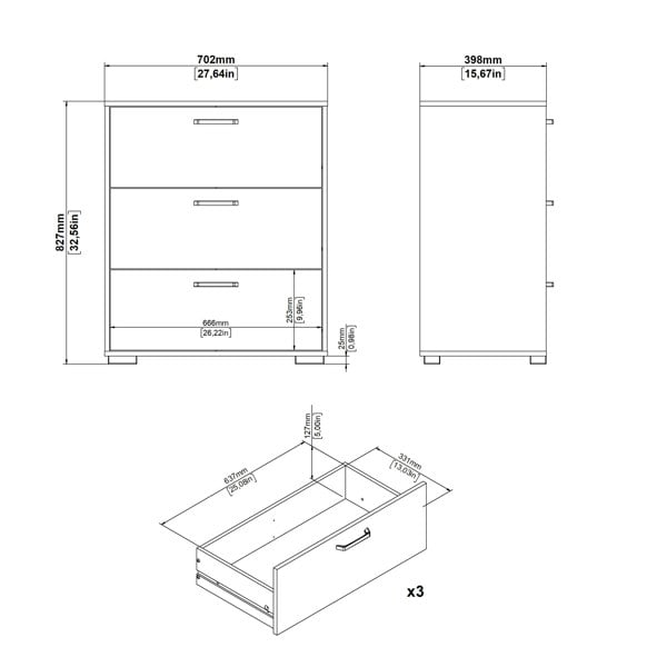 Furniture To Go Sofia Chest 3 Drawers Jackson Hickory