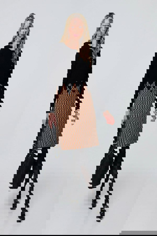 Black | Printed Long Sleeve Jumper Dress