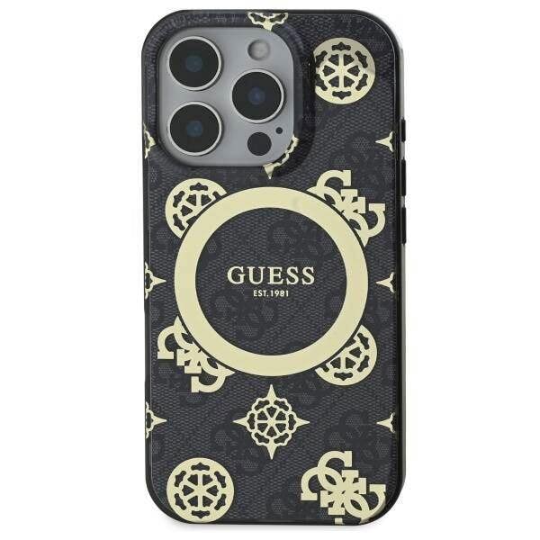 Guess IML Peony On 4G Background Case with MagSafe for iPhone 16 Pro Max 6.9" Black - GUHMP16XH4PYEEK