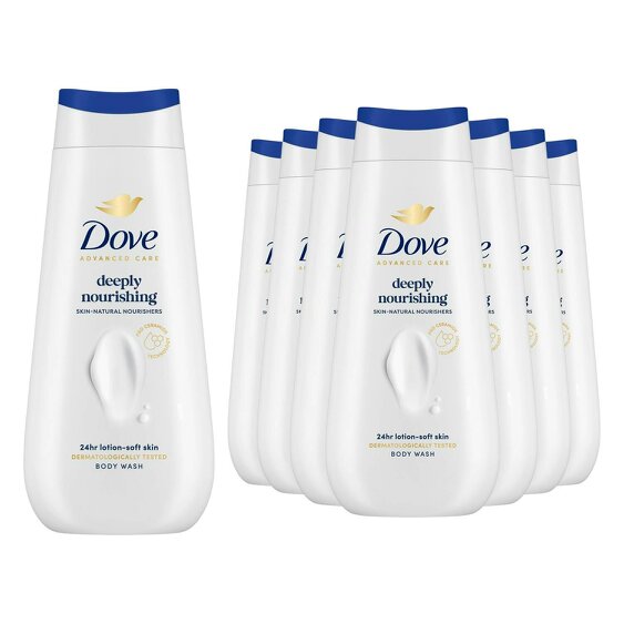 Dove Advanced Care Deeply Nourishing Body Wash 24H Micromoisture, 8x225ml