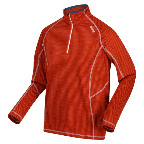 Regatta Mens Yonder Quick Dry Moisture Wicking Half Zip Fleece Jacket - Rusty Orange