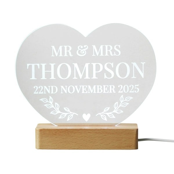 Personalised Memento Company Personalised Wedding Heart LED Light