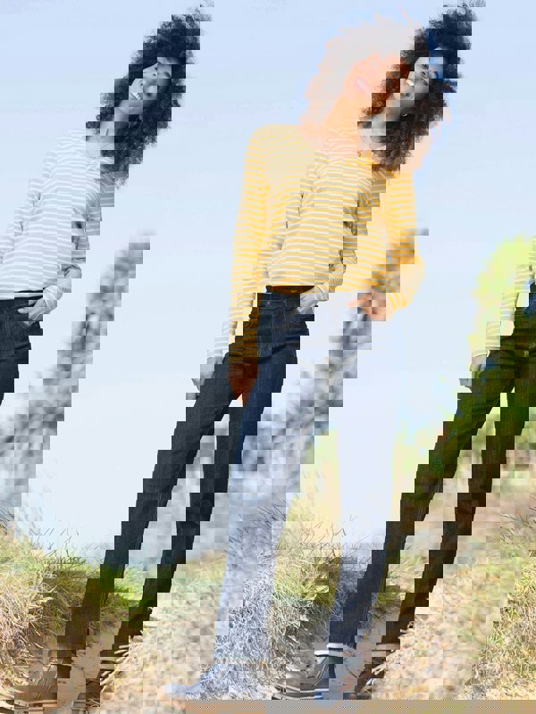 Kite Organic Tarrant V-Neck Jersey Top Ochre Stripe