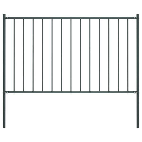 Berkfield Fence Panel with Posts Powder-coated Steel 1.7x0.75 m Anthracite