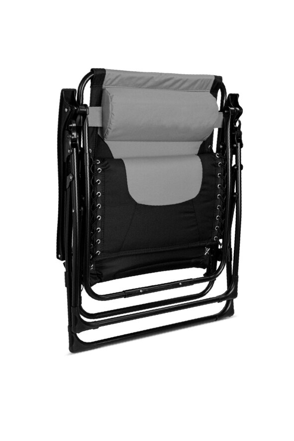 Groundlevel Set of 2 Luxury Extra Wide Gravity Garden Sun Lounger / Relaxer Chair Pair