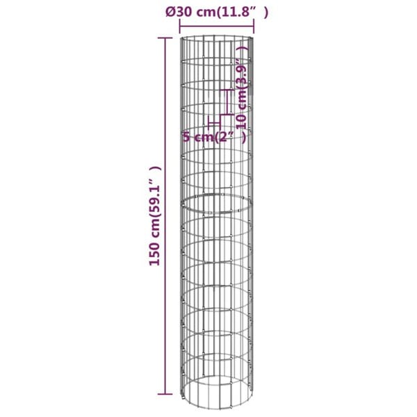 Berkfield Circular Gabion Raised Beds 3 pcs Galvanised Steel 30x150 cm