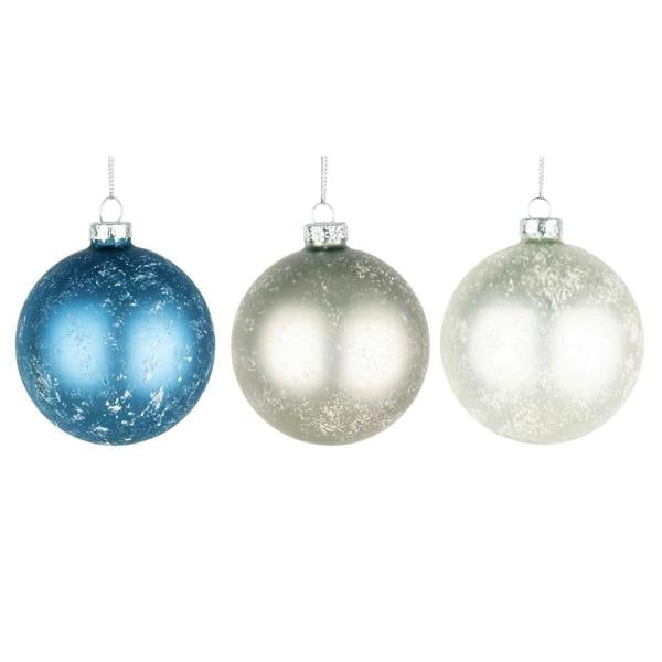 8cm Christmas Marble Glass Baubles Set, 12 Pack with 3 Assorted Designs for Festive Decorating image 4