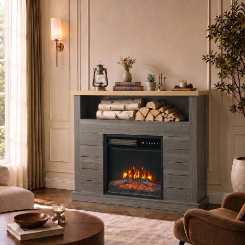 HOMCOM Electric Fireplace Suite, 1800W Electric Fire and Surround
