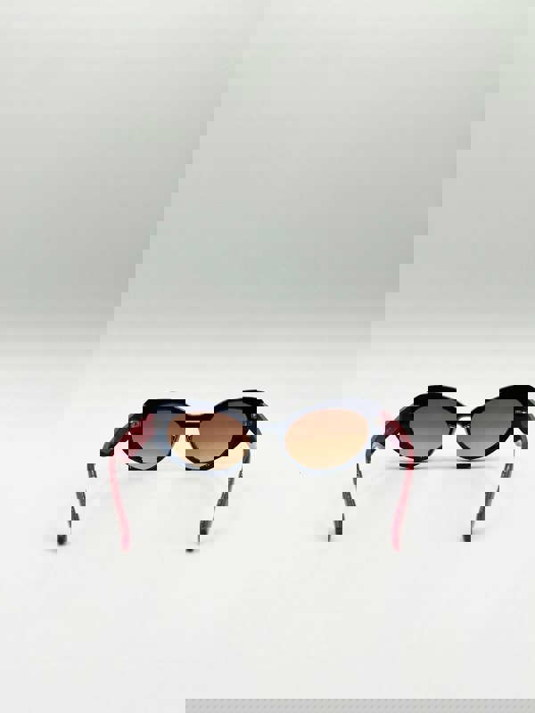 SVNX Oval Cat-Eye Sunglasses in Navy Red