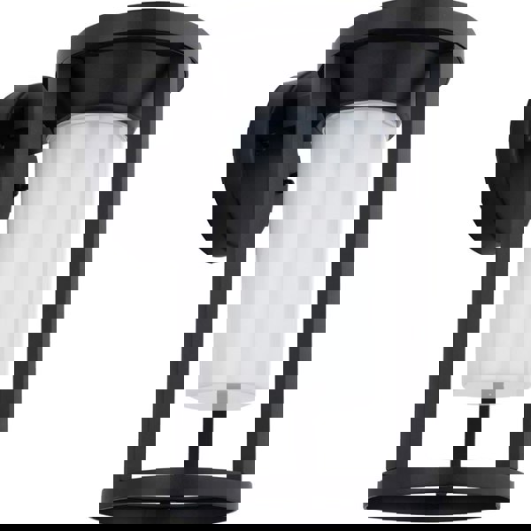 Non Automatic Outdoor Wall Light - Textured Black & White Polycarbonate Shade