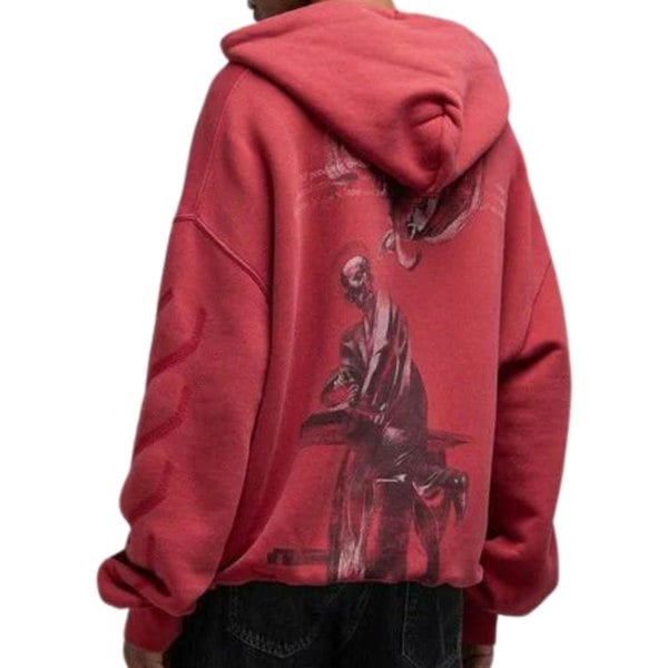 Off-White St. Matthew Design Skate Fit Washed Red Hoodie XL